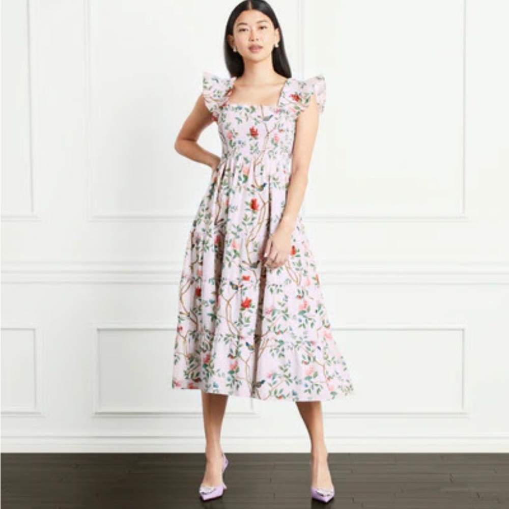 Hill House Diane Hill Artist’s Collection Pink Floral Midi Dress - XS